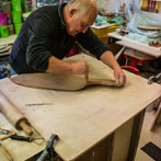 John Higgins at work in his studio 2018